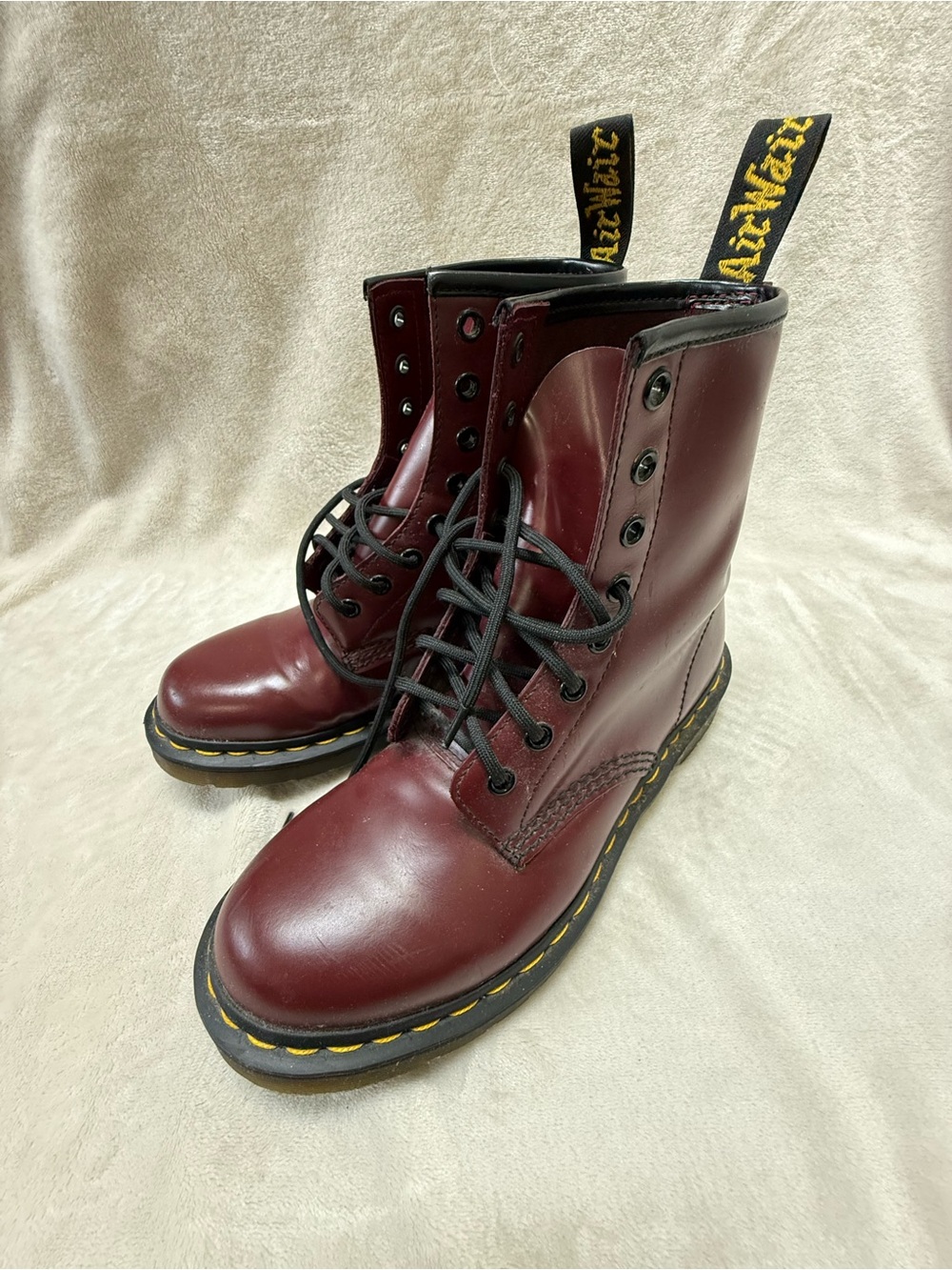 Dr. Martens Women’s Burgundy Lace-Up Leather Boots
